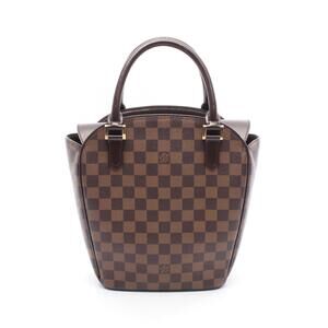 Louis Vuitton Saria Damier Ebene Brown Handbag Canvas Leather